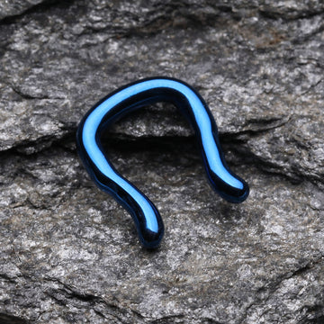 Detail View 1 of Blackline Steel Septum Ring-Blue